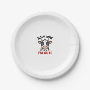 Holy Cow I’m Cute Funny Cow Vintage Engraving Desi Paper Plates
