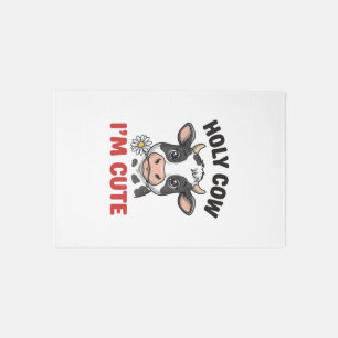 Holy Cow I’m Cute Funny Cow Vintage Engraving Desi Rug