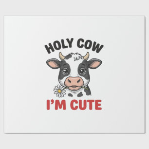 Holy Cow I’m Cute Funny Cow Vintage Engraving Desi Wrapping Paper