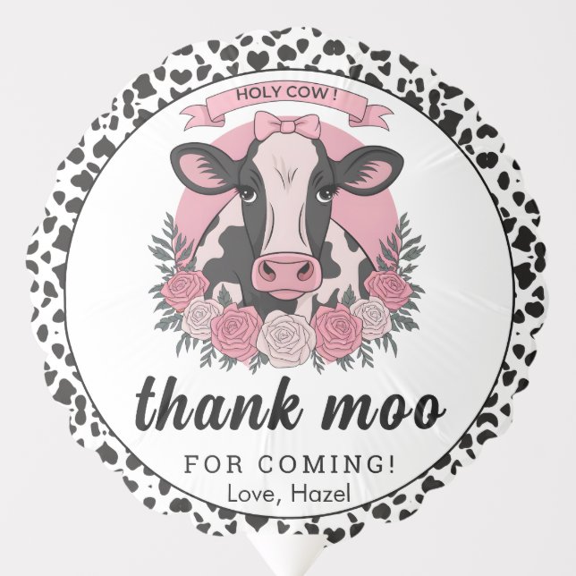 Holy Cow I’m One Cowgirl 1st Birthday Party Balloon (Front)