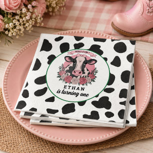 Holy Cow I’m One Cowgirl 1st Birthday Party Napkins