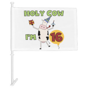 Holy Cow I'm 16 16th Birthday Car Flag