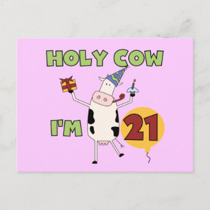 Holy Cow I'm 21 Birthday Tshirts and Gifts Postcard