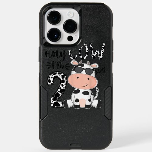  Holy Cow Im 2 Birthday Boy 2nd Cow Farm Animals B OtterBox iPhone 14 Pro Max Case