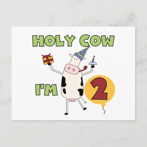 Holy Cow Im 2 Birthday T_shirts and Gifts Postcard