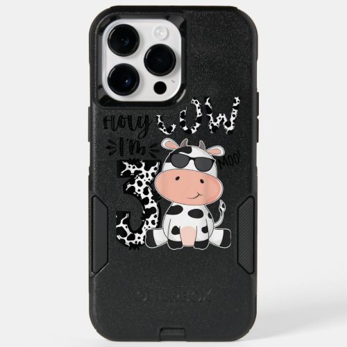  Holy Cow Im 3 Birthday Boy 3rd Cow Farm Animals B OtterBox iPhone 14 Pro Max Case