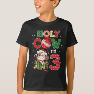 Holy Cow I'm 3 Birthday Boy 3rd Cow Farm Animals C T-Shirt