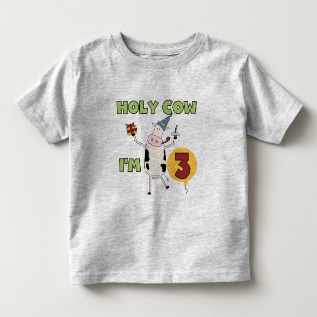 Holy Cow I'm 3 Birthday T-shirts and Gifts (Front)