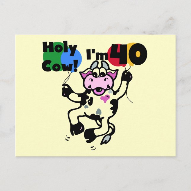 Holy Cow I'm 40 Tshirts and Gifts Postcard (Front)