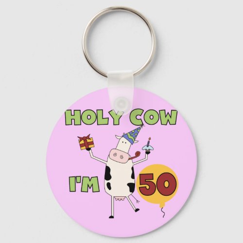 Holy Cow Im 50 Birthday Tshirts and Gifts Keychain