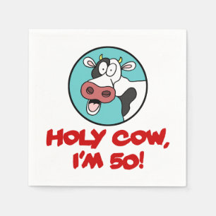 Holy Cow I'm 50 Funny Cartoon Cow Napkins
