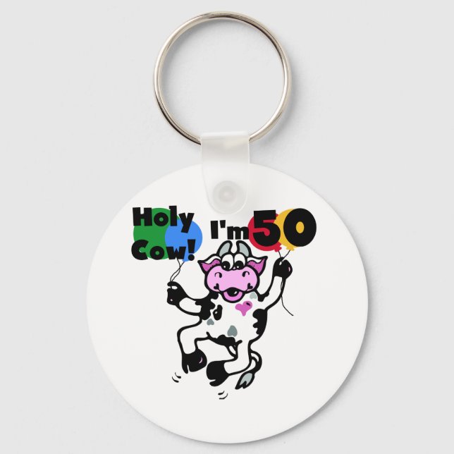 Holy Cow I'm 50 Tshirts and Gifts Keychain (Front)