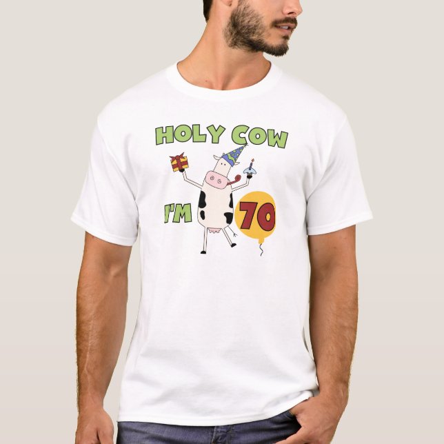 Holy Cow I'm 70 Birthday Tshirts and Gifts (Front)