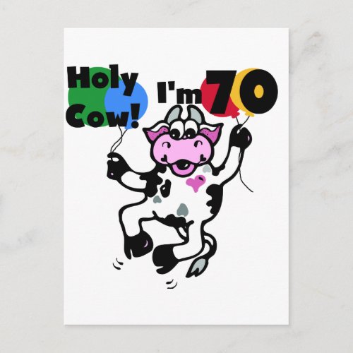 Holy Cow Im 70 Tshirts and Gifts Postcard