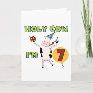 Holy Cow I'm 7 Birthday Tshirts and Gifts Card