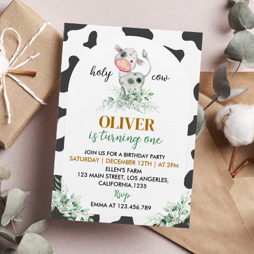 Holy Cow Im Cow First Birthday Invitation