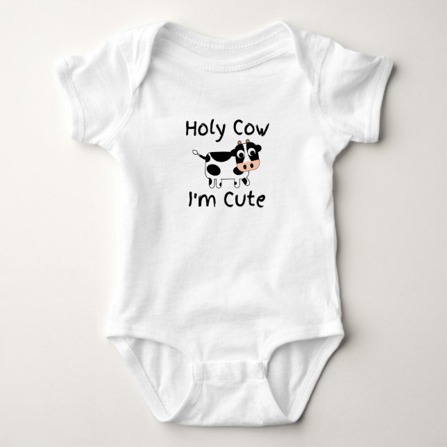 Holy Cow I'm Cute Boy Girl Baby Bodysuit (Front)