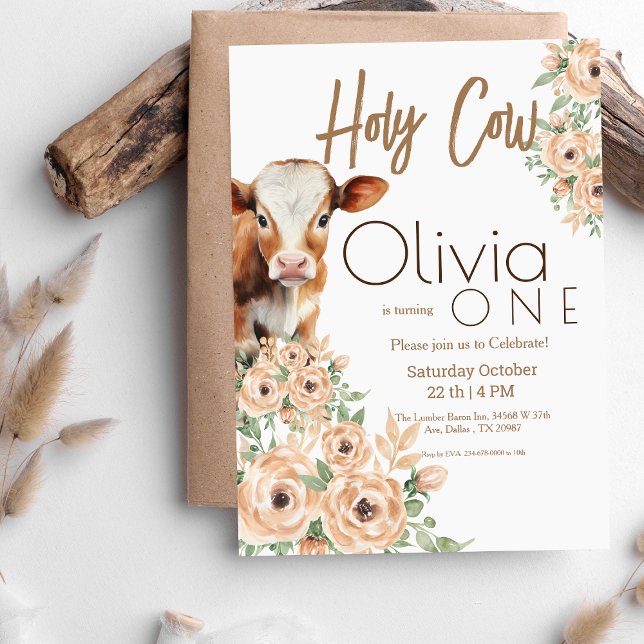 Holy Cow I'm One  1st Birthday Party Invitation (Creator Uploaded)