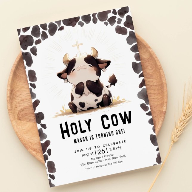 Holy cow I'm one birthday Invitation (Creator Uploaded)
