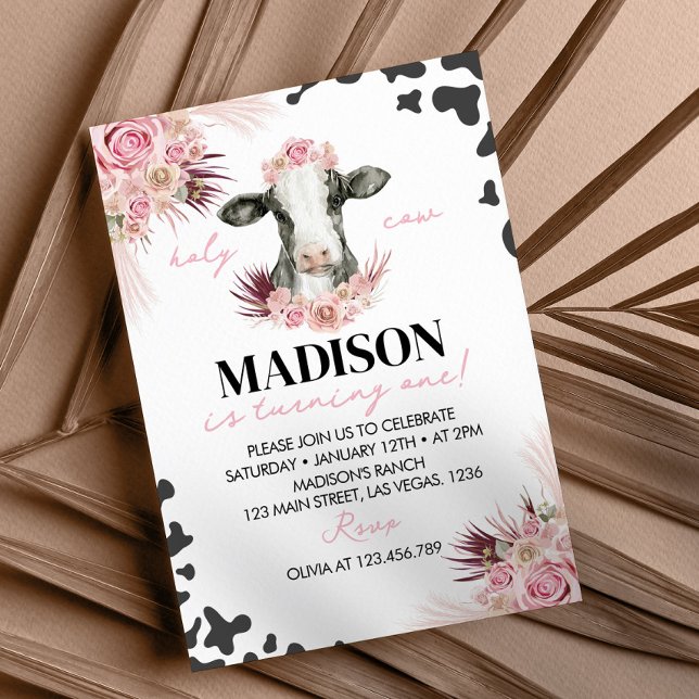Holy Cow I'm One Birthday Invitation (Creator Uploaded)
