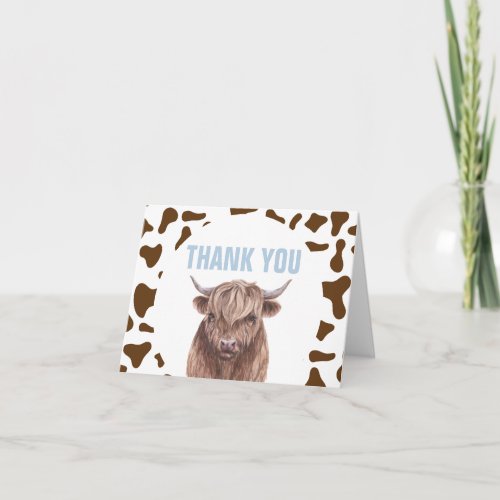 Holy Cow Im One Brown Cow Print Thank You Card