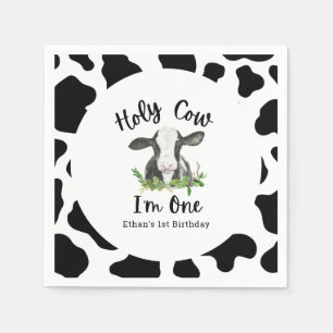 Holy Cow I'm One Cow 1st Birthday Party Napkins