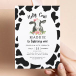 Holy Cow I'm One Cow Girl 1st Birthday  Invitation<br><div class="desc">Celebrate your baby girl with Holy Cow I'm One Cow Girl 1st Birthday ! The design is perfect for any baby shower,  and comes with matching labels to share the happy news.</div>