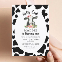 Holy Cow I'm One Cow Girl 1st Birthday  Invitation