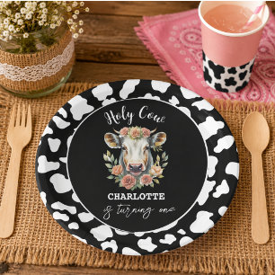 Holy Cow I'm One Cow Girl 1st Birthday Paper Plates