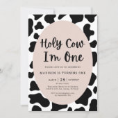 Holy Cow I'm One Cow Print 1st Birthday Invitation (Front)
