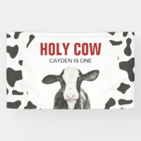 Holy Cow I'm One Cow Print Birthday