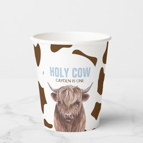 Holy Cow Im One Cow Print birthday Paper Cups