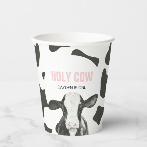 Holy Cow Im One Cow Print birthday Paper Cups