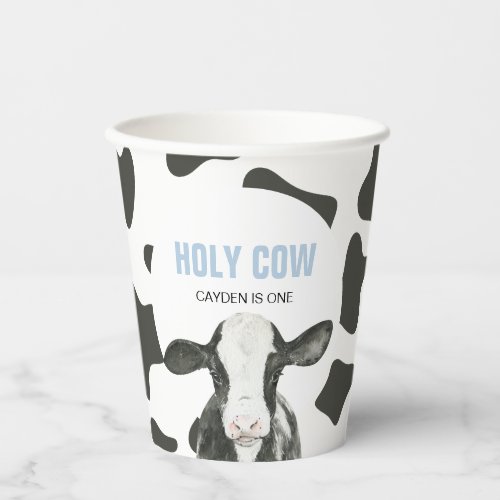 Holy Cow Im One Cow Print birthday Paper Cups