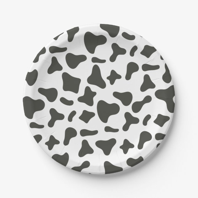Holy Cow I'm One Cow Print Birthday Paper Cups Plates (Front)