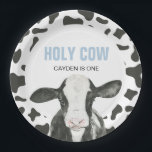 Holy Cow I'm One Cow Print birthday Paper Plates<br><div class="desc">Holy Cow! Cute cow and cow print birthday party plates.</div>