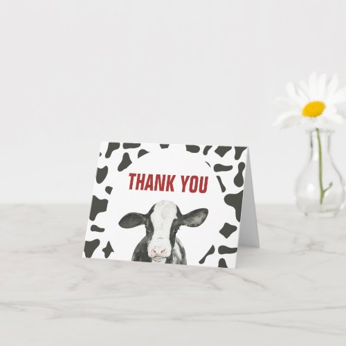 Holy Cow Im One Cow Print Birthday Thank You Card