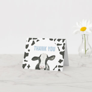 Holy Cow I'm One Cow Print Birthday Thank You Card