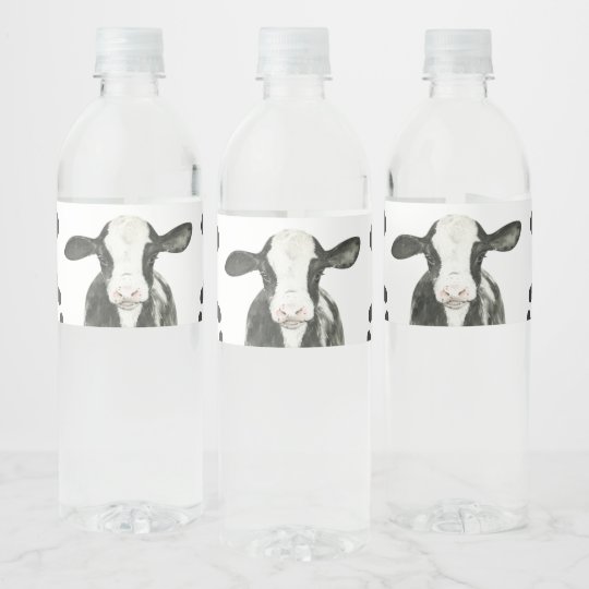 Holy Cow I m One Cow Print Birthday Water Bottle Label Zazzle