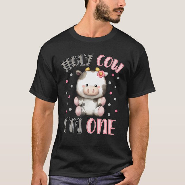 Holy Cow I'm One Cute Farm Animal 1St Birthday For T-Shirt (Front)