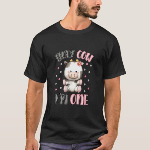 Holy Cow Im One Cute Farm Animal 1st Birthday for T_Shirt