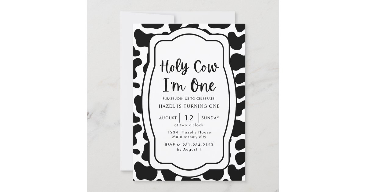Holy Cow I'm One First Birthday Invitation | Zazzle