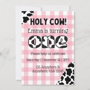 Holy Cow I'm One First Birthday Invitation