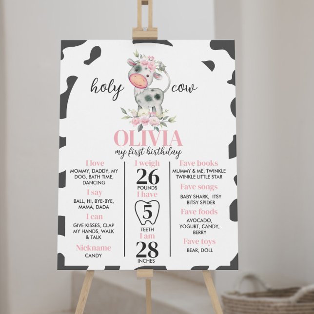 Holy Cow I'm One First Birthday Milestone Sign (Creator Uploaded)