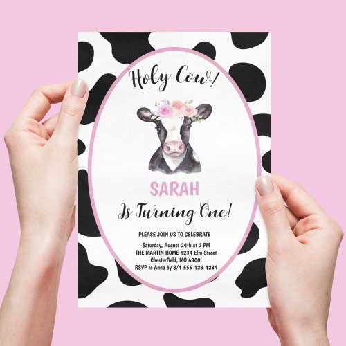 Holy Cow Im One Girl 1st Birthday Party Invitatio Invitation