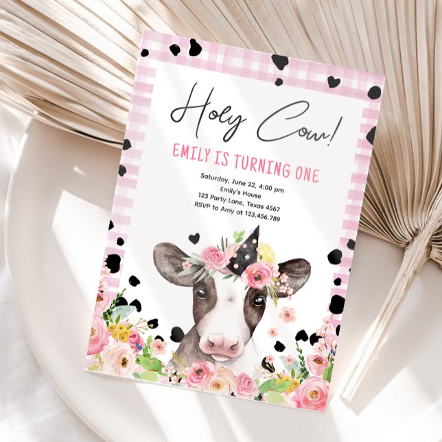 Holy Cow I'm One Girl Farm Animals Birthday Invita Invitation (Creator Uploaded)