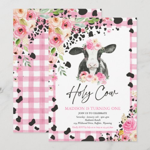Holy Cow I'm One Pink Floral Farm Birthday Party