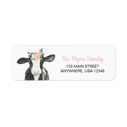 Holy Cow Im One Pink floral return address Label