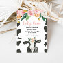Holy Cow I'm One Pink Gingham floral Birthday Invi Invitation