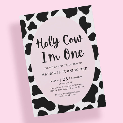 Holy Cow I'm One Pink Girl 1st Birthday